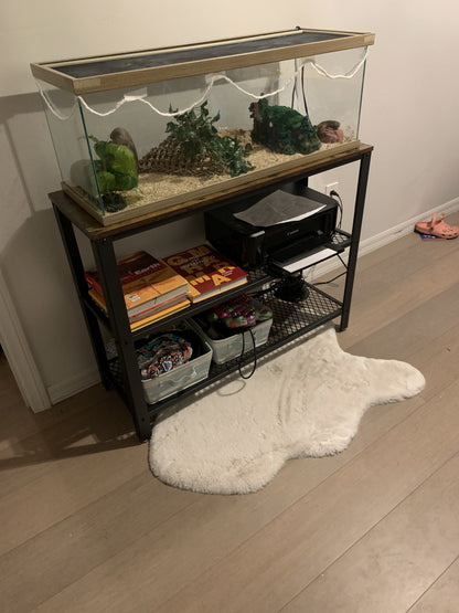 Industrial Rustic Brown Console Table with 2 Shelves - HWLEXTRA