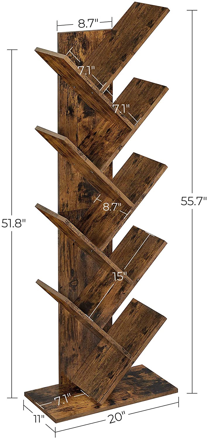 Brown Tree-Shaped Standing Wooden Bookshelf - HWLEXTRA