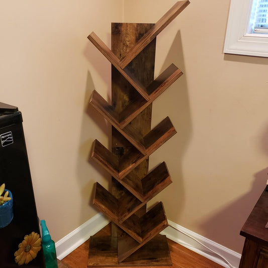 Brown Tree-Shaped Standing Wooden Bookshelf - HWLEXTRA