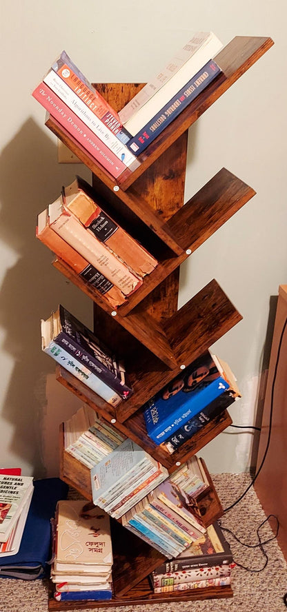 Brown Tree-Shaped Standing Wooden Bookshelf - HWLEXTRA
