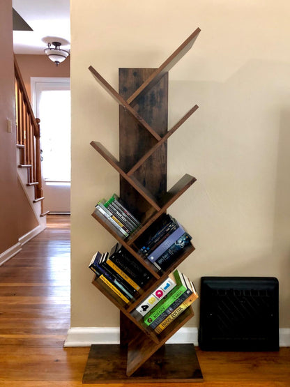 Brown Tree-Shaped Standing Wooden Bookshelf - HWLEXTRA