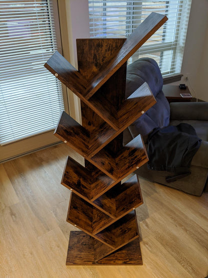Brown Tree-Shaped Standing Wooden Bookshelf - HWLEXTRA