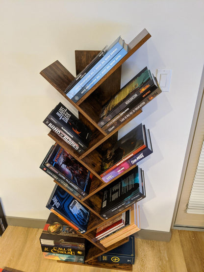Brown Tree-Shaped Standing Wooden Bookshelf - HWLEXTRA