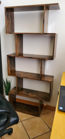 Rustic Brown Freestanding Wooden Storage Bookcase - HWLEXTRA