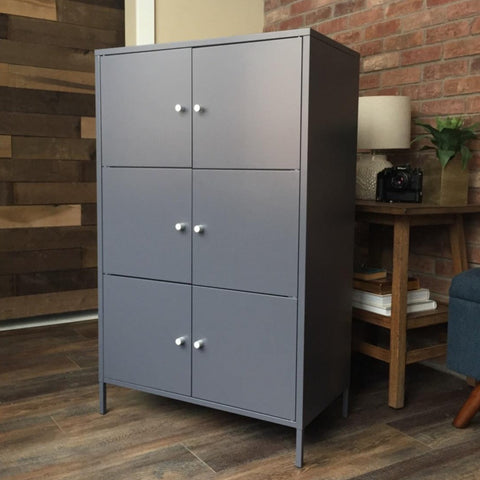 Gray Metal Storage Cabinet with 3 Shelves - HWLEXTRA