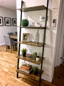 Ladder Shelf Leaning Shelf, 5-Tier Bookshelf Rack, for Living Room Kitchen Office