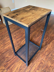 Industrial Brown Telephone Table with Shelf - HWLEXTRA