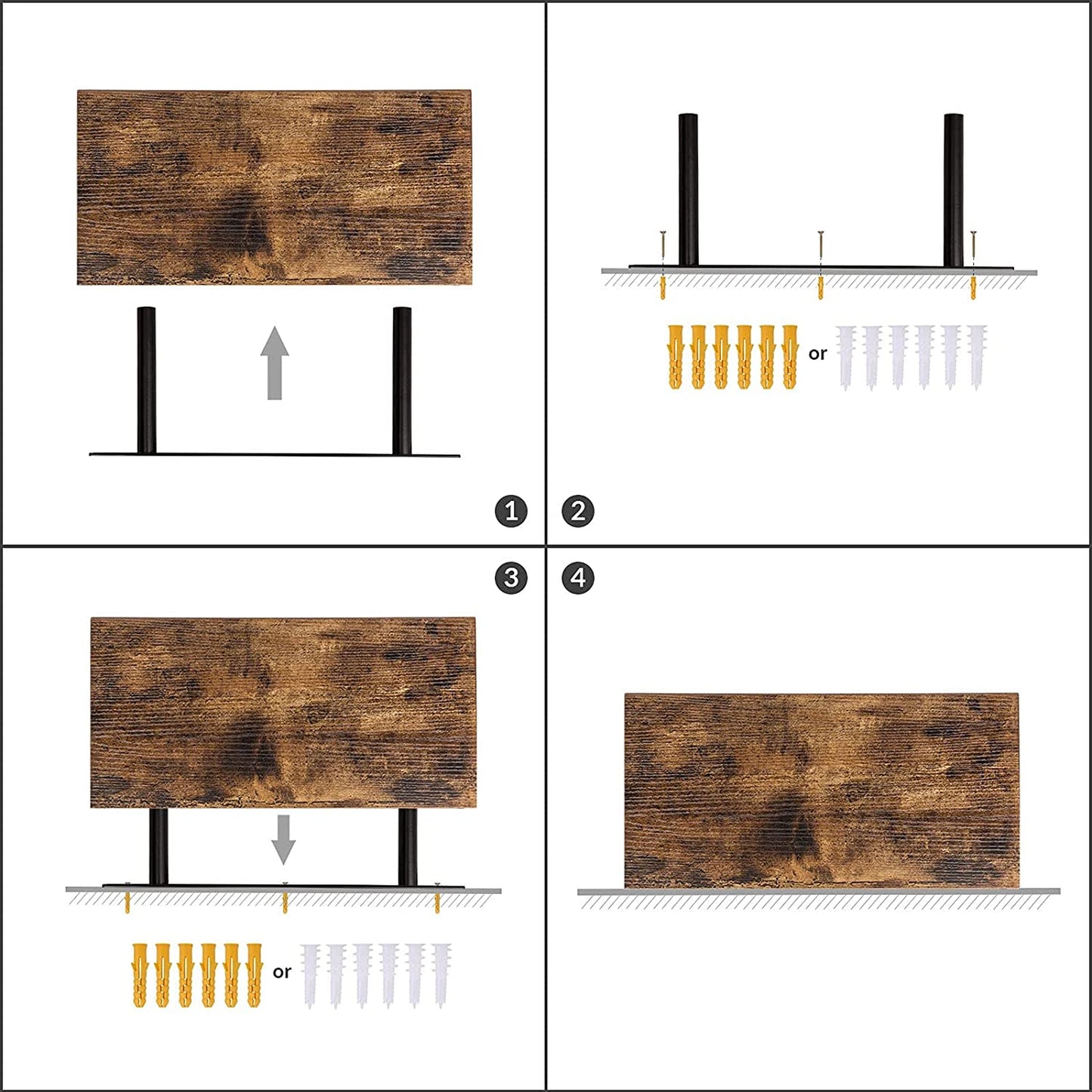 Floating Shelves, Wall Shelf Set of 2, 15.7 inch Hanging Shelf with Invisible Brackets