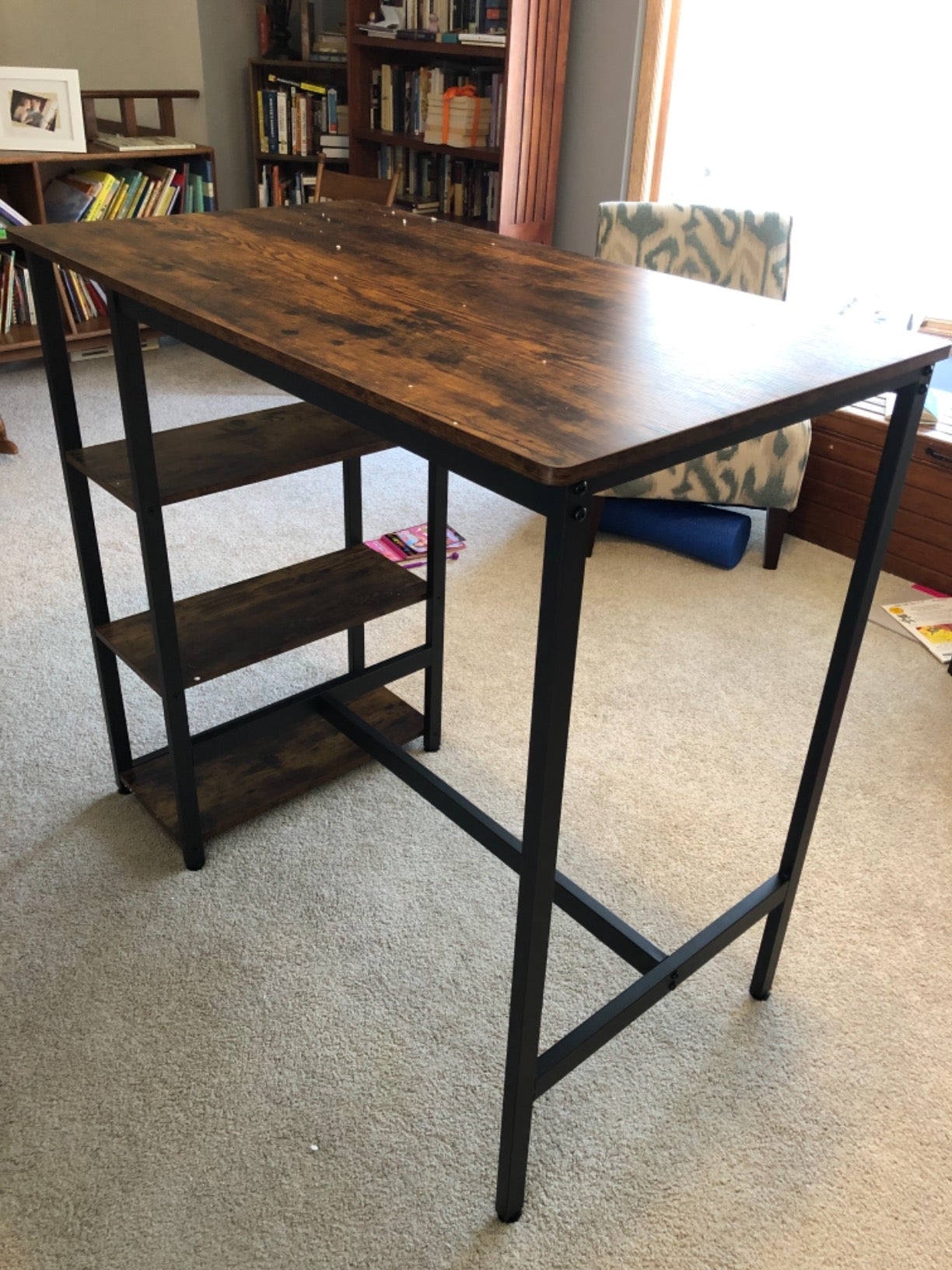 Industrial Bar Table with Storage Shelves Rustic Brown - HWLEXTRA