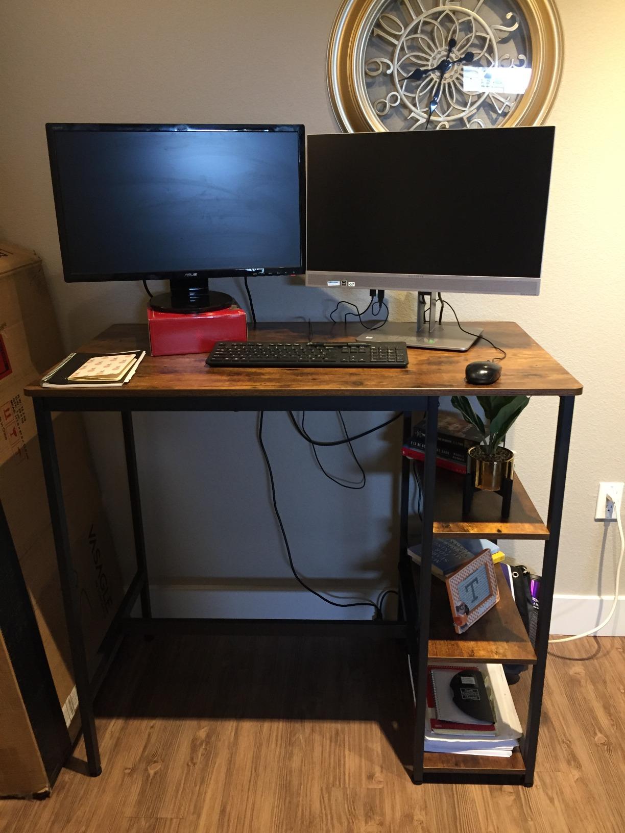 Industrial Bar Table with Storage Shelves Rustic Brown - HWLEXTRA