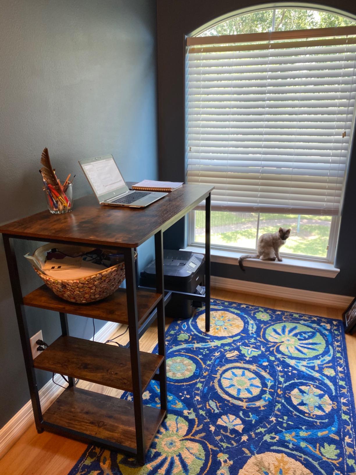 Industrial Bar Table with Storage Shelves Rustic Brown - HWLEXTRA