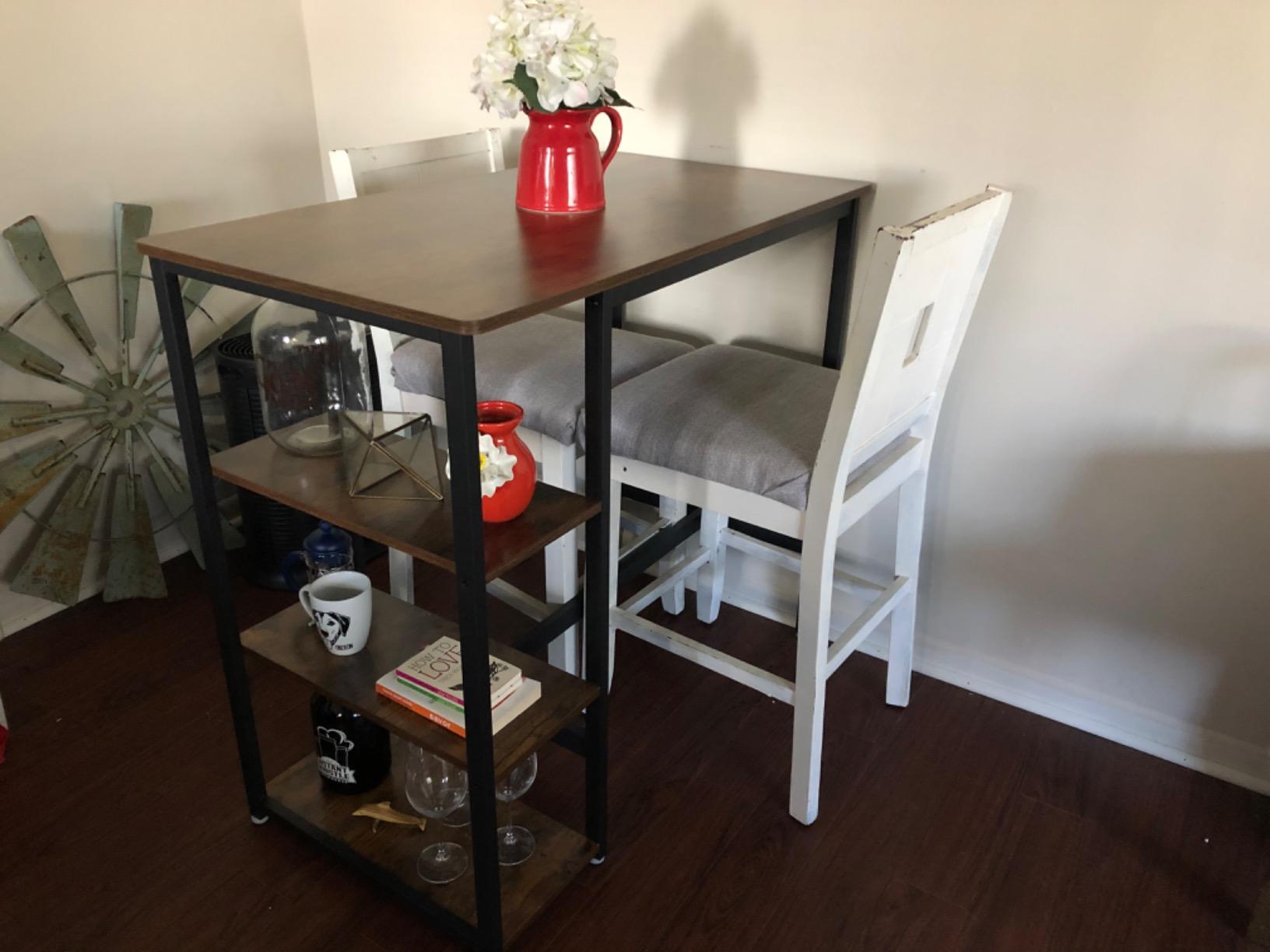 Industrial Bar Table with Storage Shelves Rustic Brown - HWLEXTRA