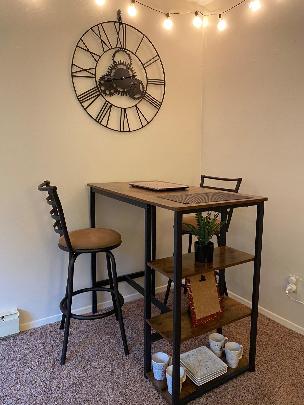 Industrial Bar Table with Storage Shelves Rustic Brown - HWLEXTRA