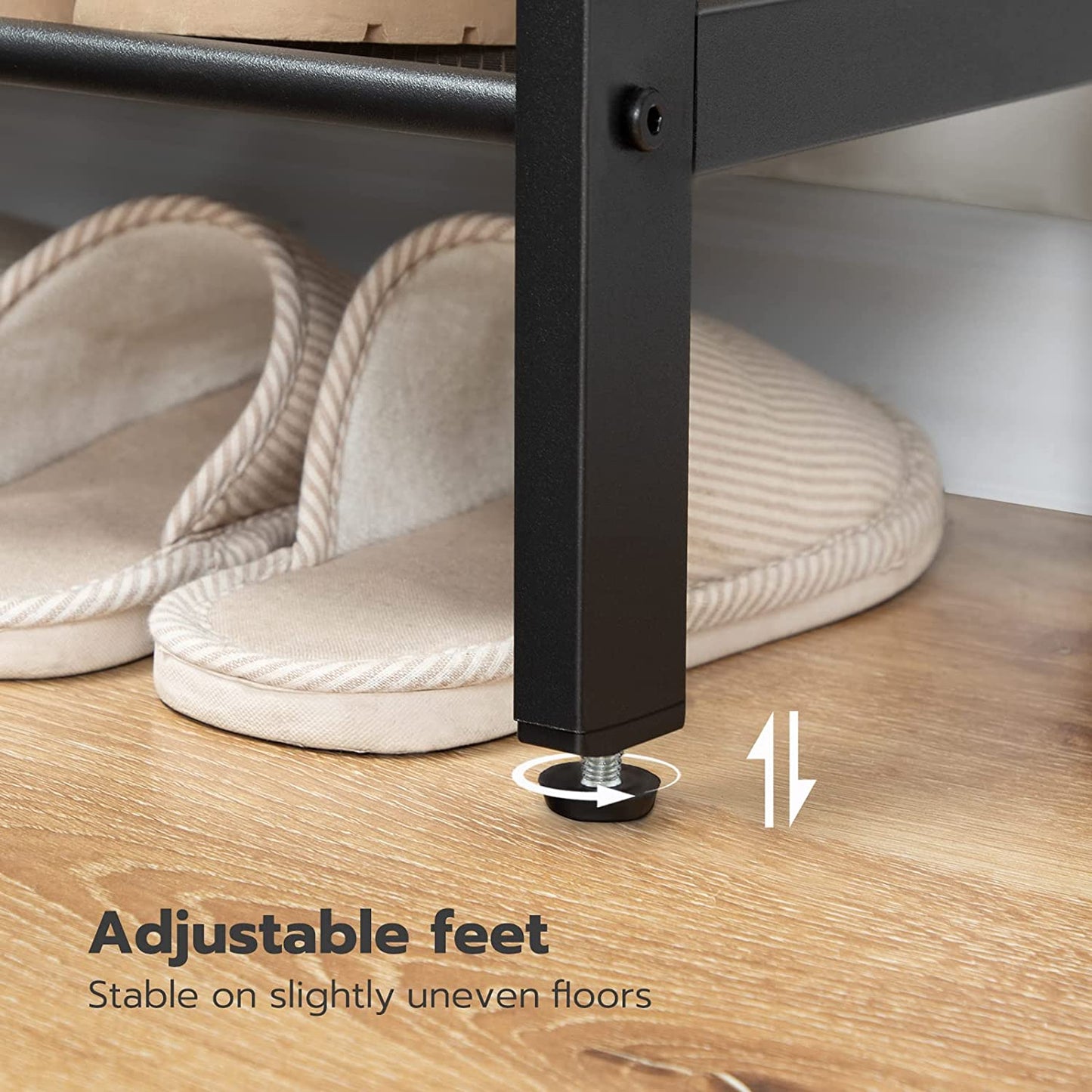 Shoe Rack, 5-Tier Shoe Storage Unit Flat & Slant Adjustable Shoe Organizer Shelf for 16 Pairs