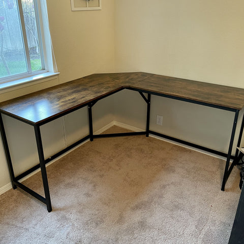 Industrial L-shaped Corner Computer Desk - HWLEXTRA