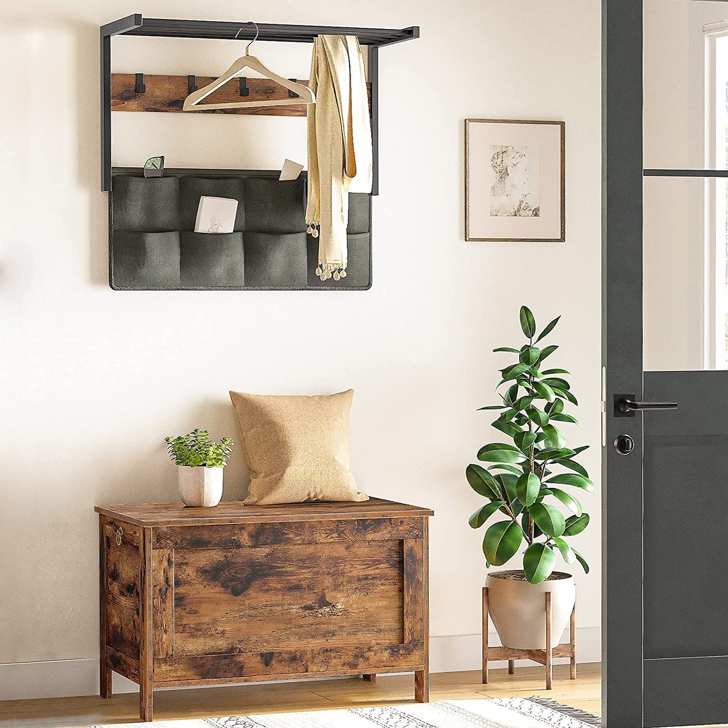 Storage Chest, Retro Toy Box Organizer with Safety Hinge, Sturdy Entryway Storage Bench, Wooden Look Accent Furniture
