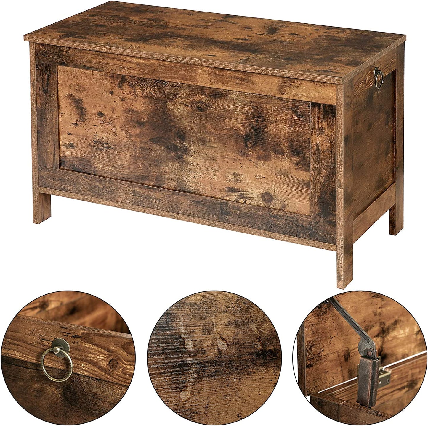 Storage Chest, Retro Toy Box Organizer with Safety Hinge, Sturdy Entryway Storage Bench, Wooden Look Accent Furniture