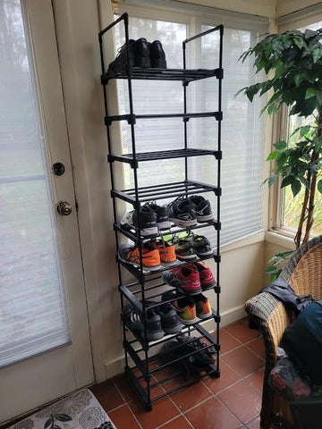 Black Portable 10-Shelf Shoe Rack - HWLEXTRA