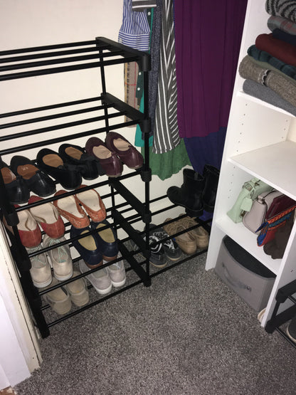 Black Portable 10-Shelf Shoe Rack - HWLEXTRA