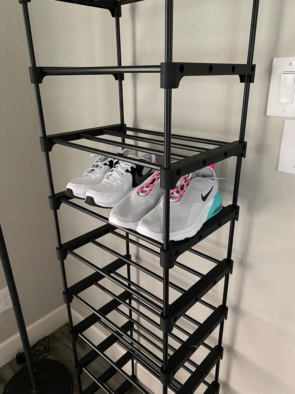 Black Portable 10-Shelf Shoe Rack - HWLEXTRA