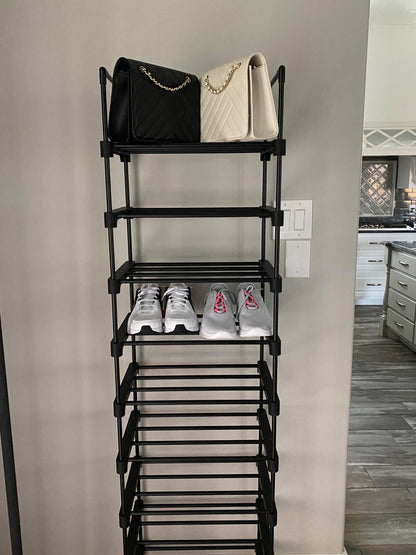 Black Portable 10-Shelf Shoe Rack - HWLEXTRA