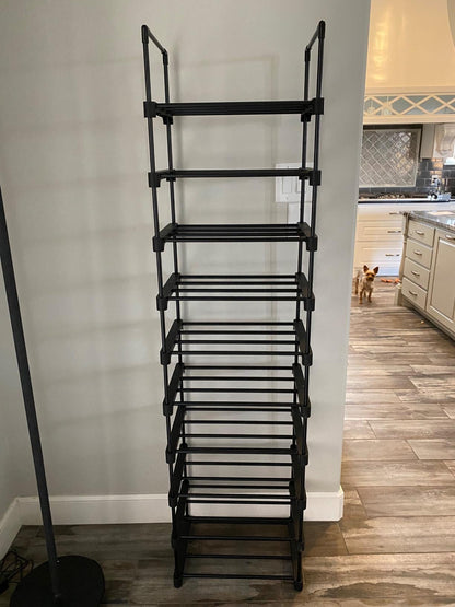 Black Portable 10-Shelf Shoe Rack - HWLEXTRA