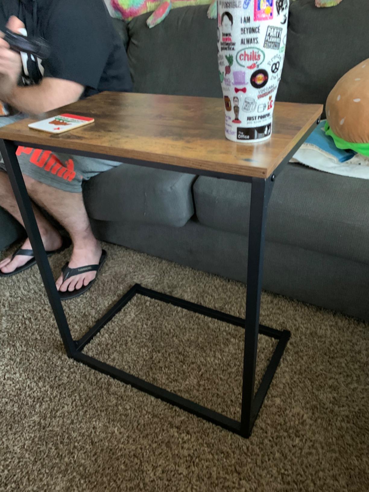 Industrial Rustic Brown C-shaped Side Table - HWLEXTRA