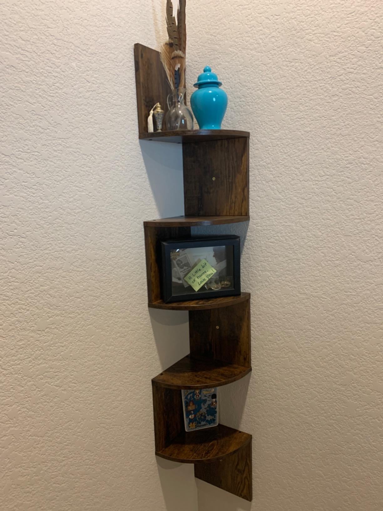 5-Tier Rustic Brown Hanging Mounted Wall Shelf - HWLEXTRA