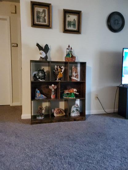 Brown Wooden Bookcase with Open Shelves - HWLEXTRA