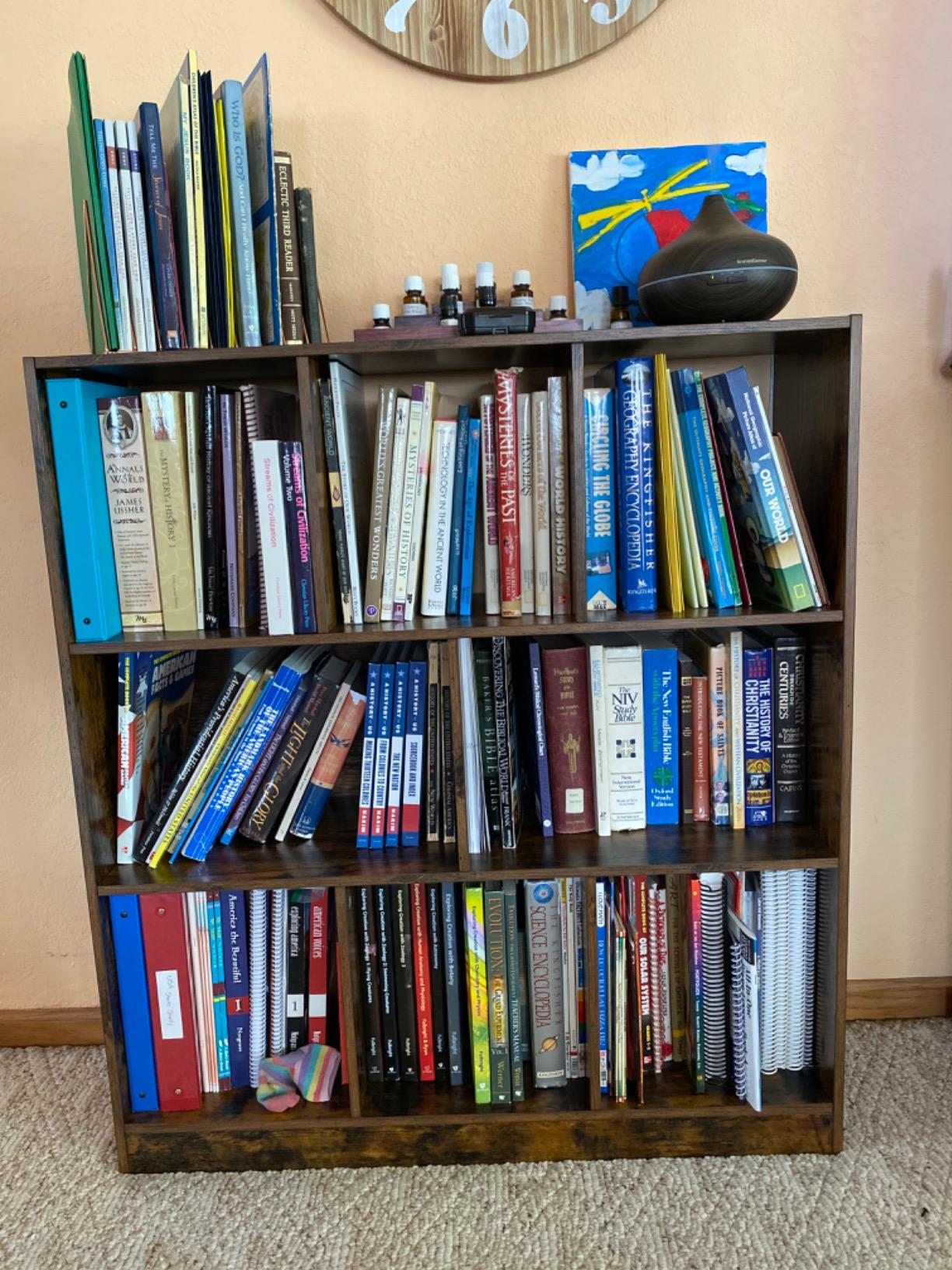 Brown Wooden Bookcase with Open Shelves - HWLEXTRA