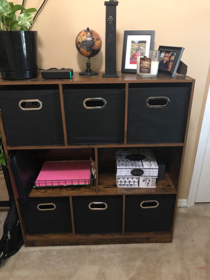 Brown Wooden Bookcase with Open Shelves - HWLEXTRA