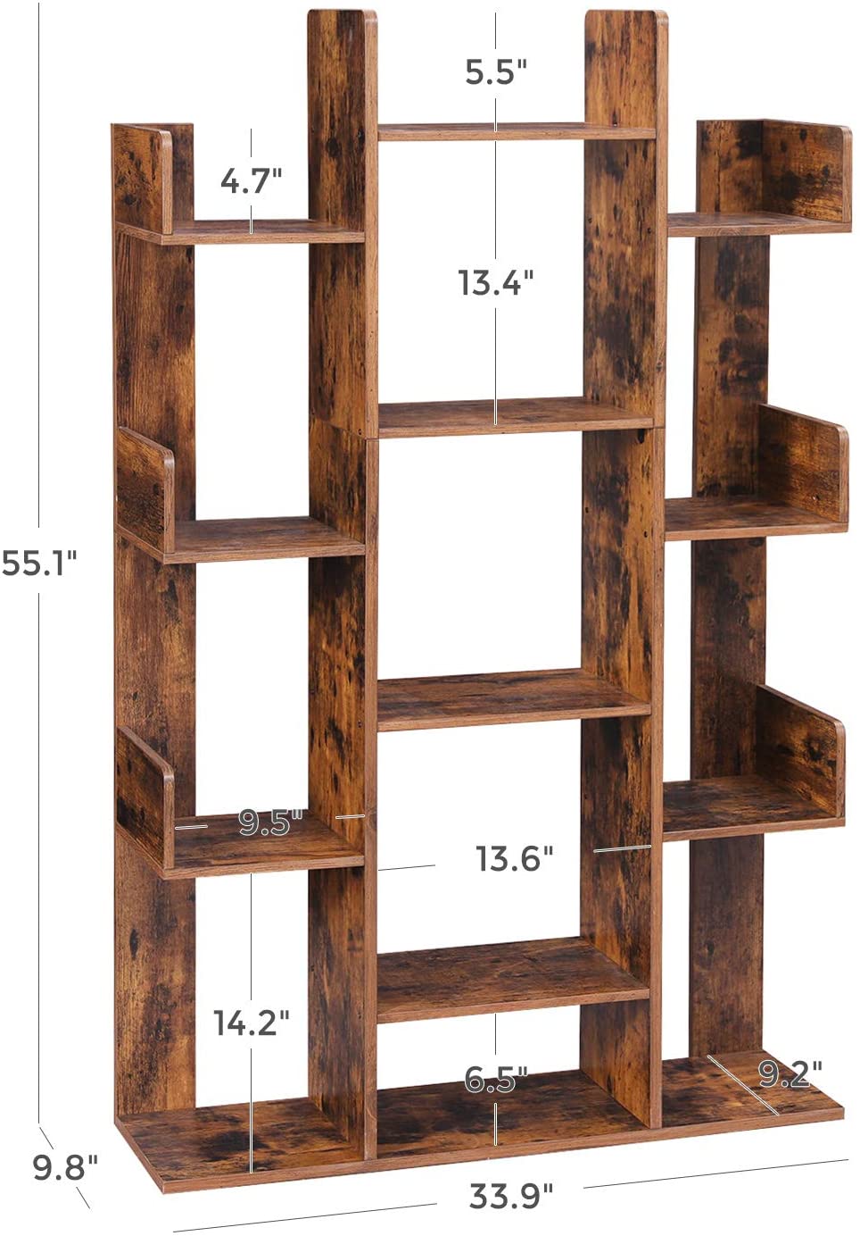 Rustic Brown Tree-shaped Wooden Bookcase - HWLEXTRA