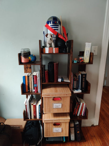 Rustic Brown Tree-shaped Wooden Bookcase - HWLEXTRA