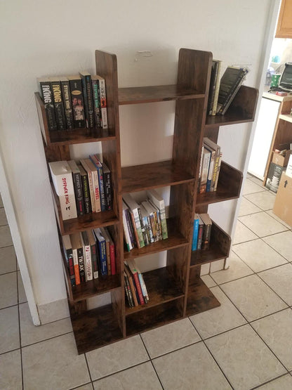 Rustic Brown Tree-shaped Wooden Bookcase - HWLEXTRA