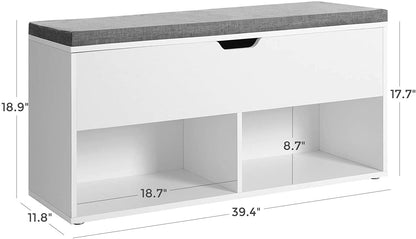 Shoe Bench White and Gray - HWLEXTRA