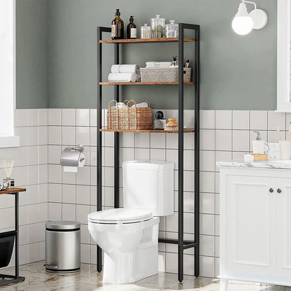 Over The Toilet Storage, 3-Tier Industrial Over Toilet Bathroom Organizer, Bathroom Shelves Over Toilet with Adjustable Feet