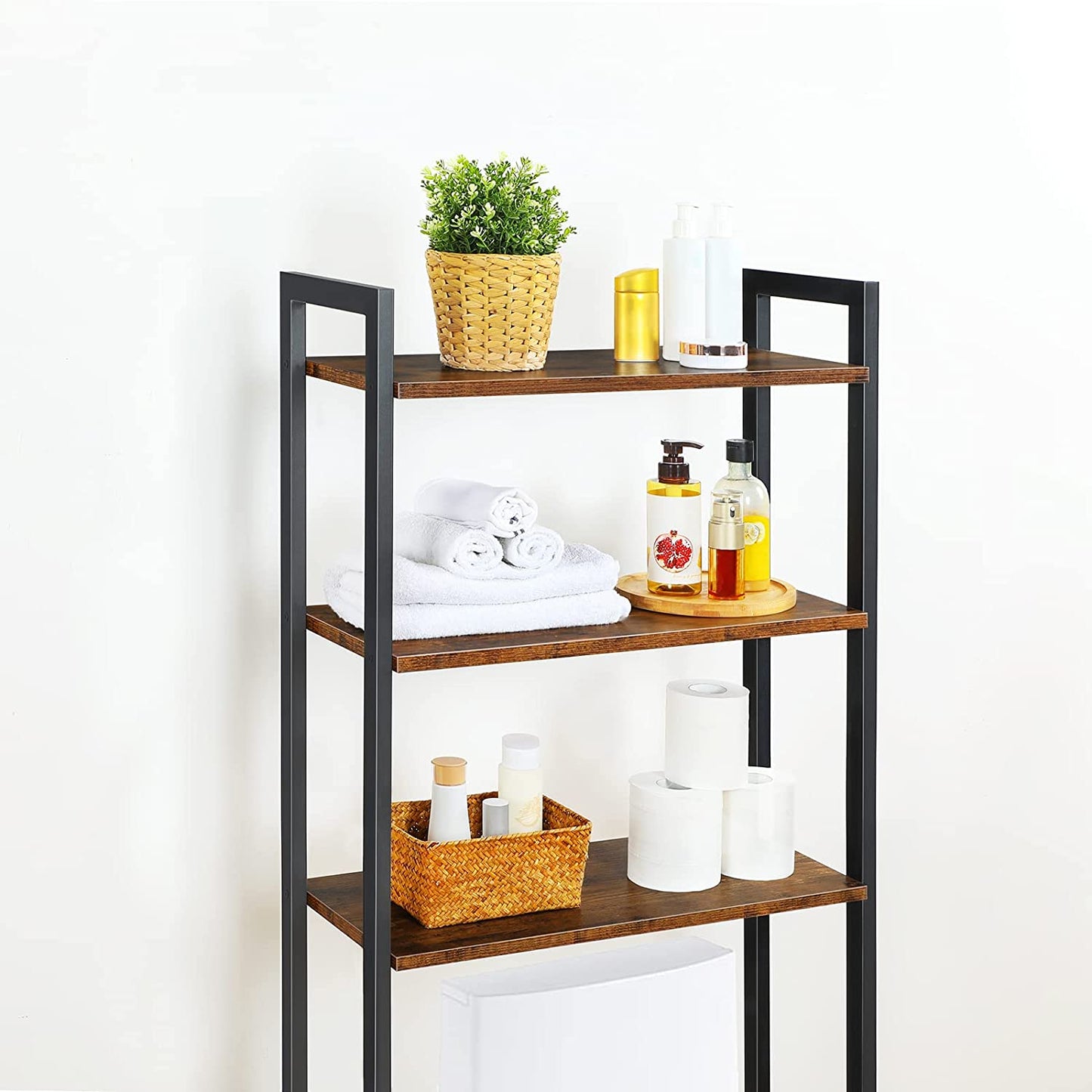 Over The Toilet Storage, 3-Tier Industrial Over Toilet Bathroom Organizer, Bathroom Shelves Over Toilet with Adjustable Feet