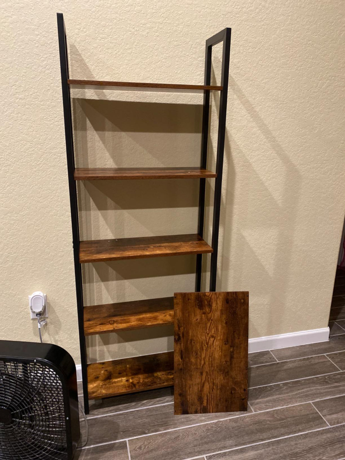 Industrial Rustic Brown & Black 5-Tier Bookshelf - HWLEXTRA