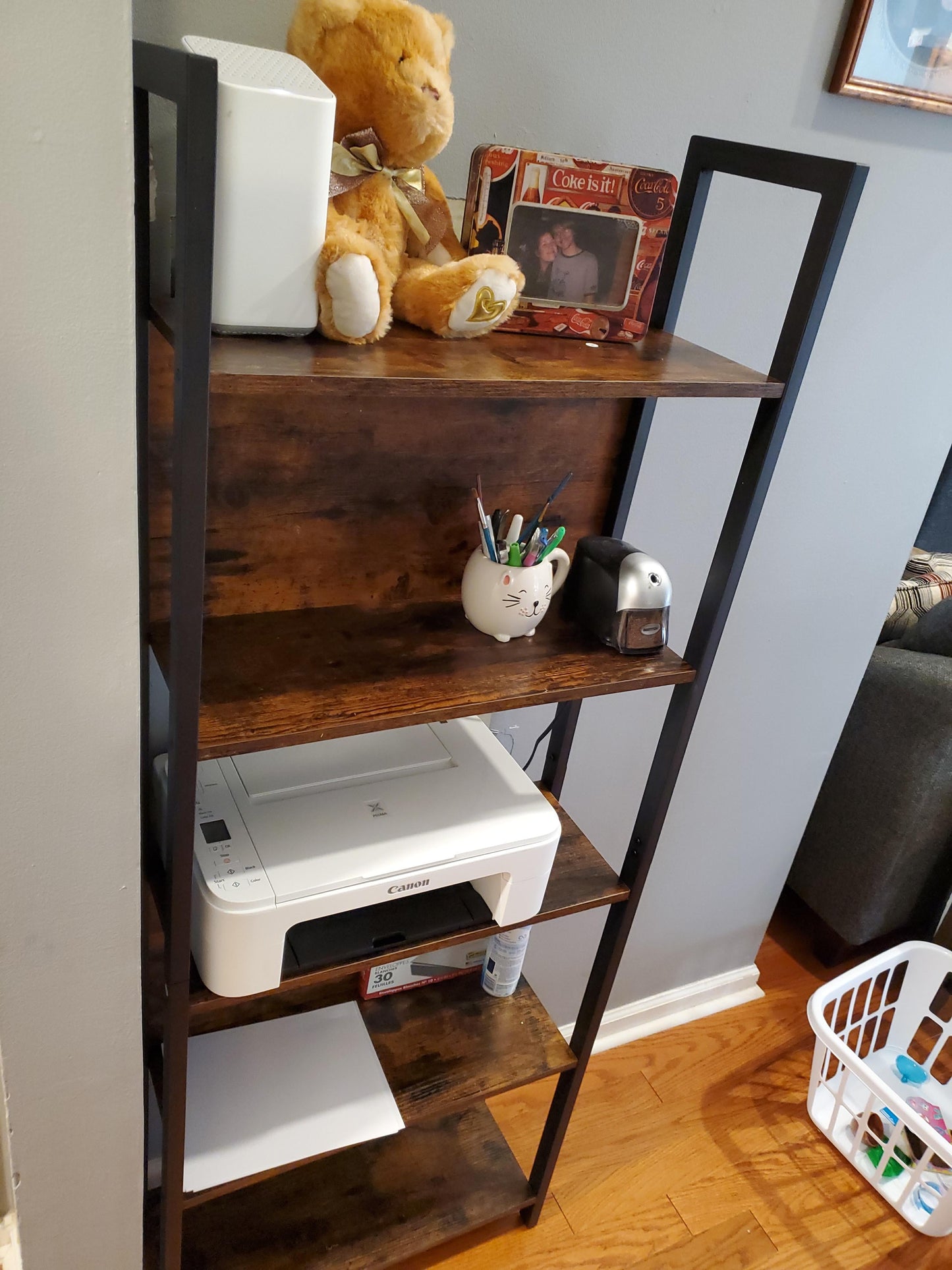 Industrial Rustic Brown & Black 5-Tier Bookshelf - HWLEXTRA