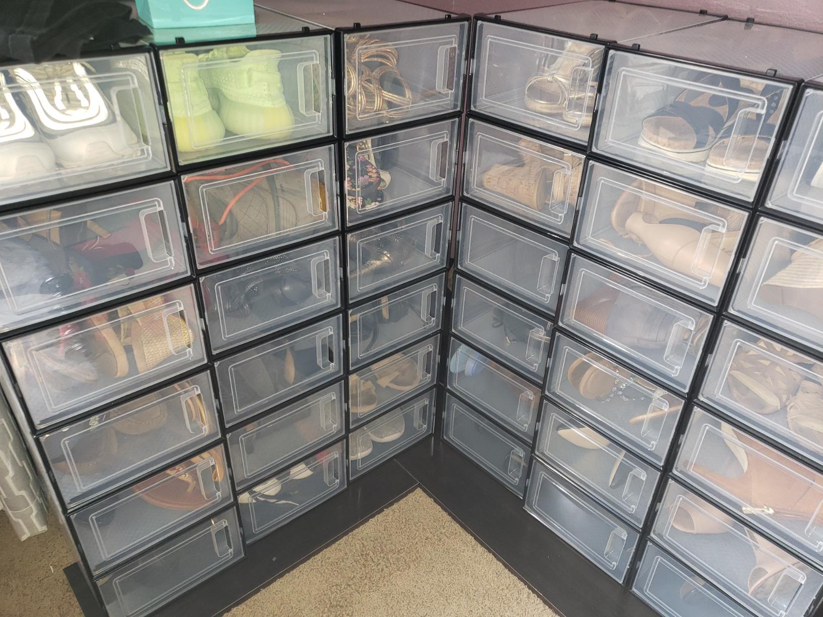 Pack of 18 Black Shoe Storage Boxes - HWLEXTRA