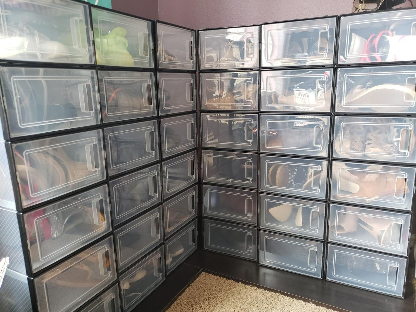 Pack of 18 Black Shoe Storage Boxes - HWLEXTRA