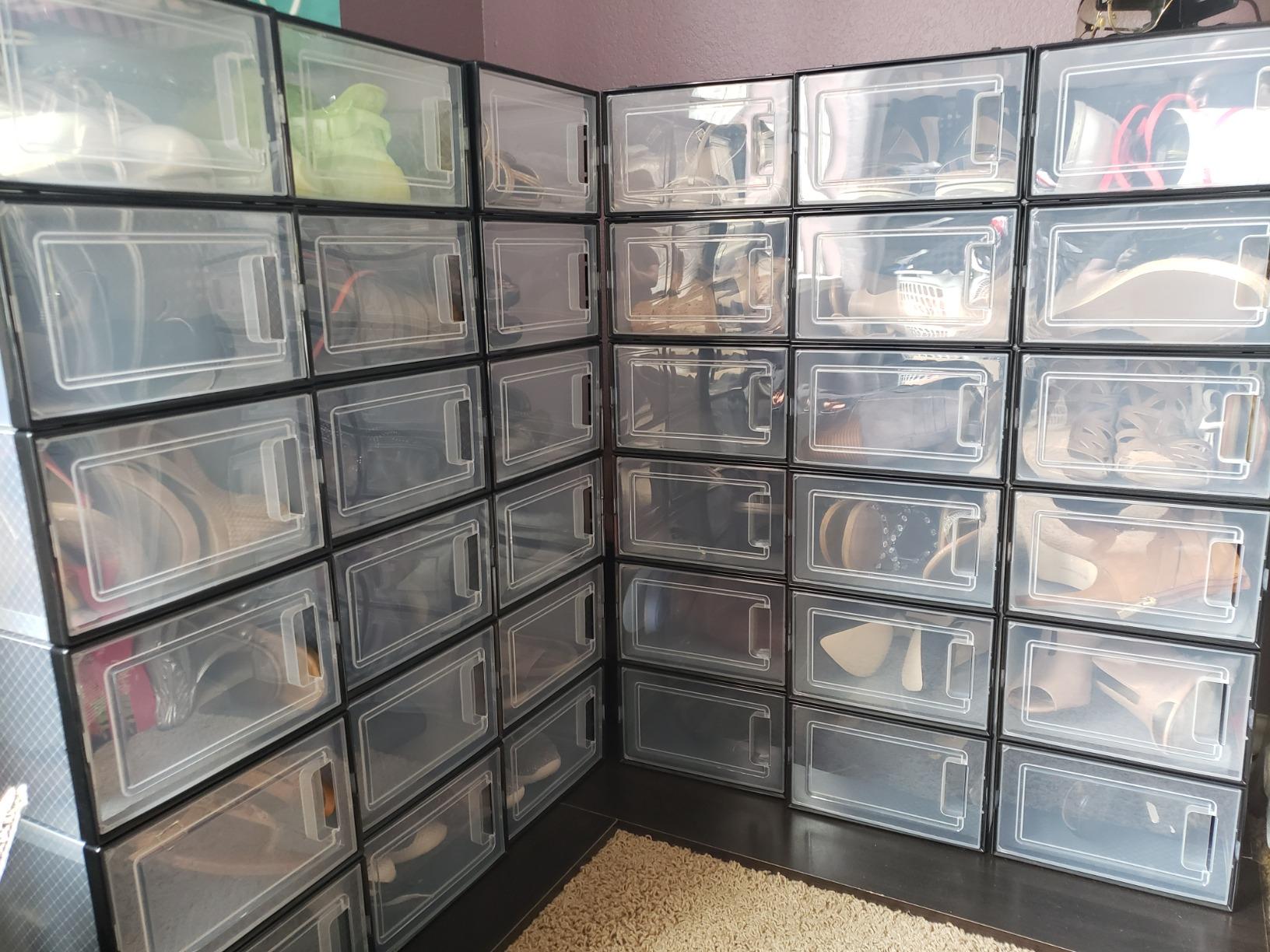 Pack of 18 Black Shoe Storage Boxes - HWLEXTRA