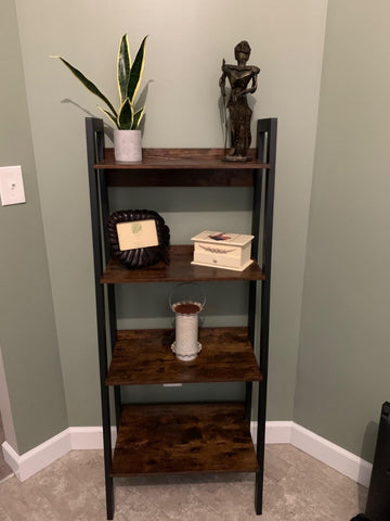 Industrial Rustic Brown 4-Tier Home Office Bookshelf - HWLEXTRA