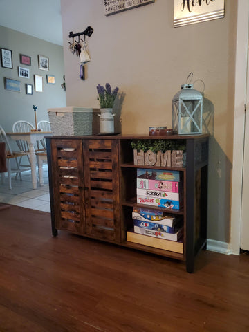 2 Doors Industrial Rustic Brown Sideboard Cabinet - HWLEXTRA