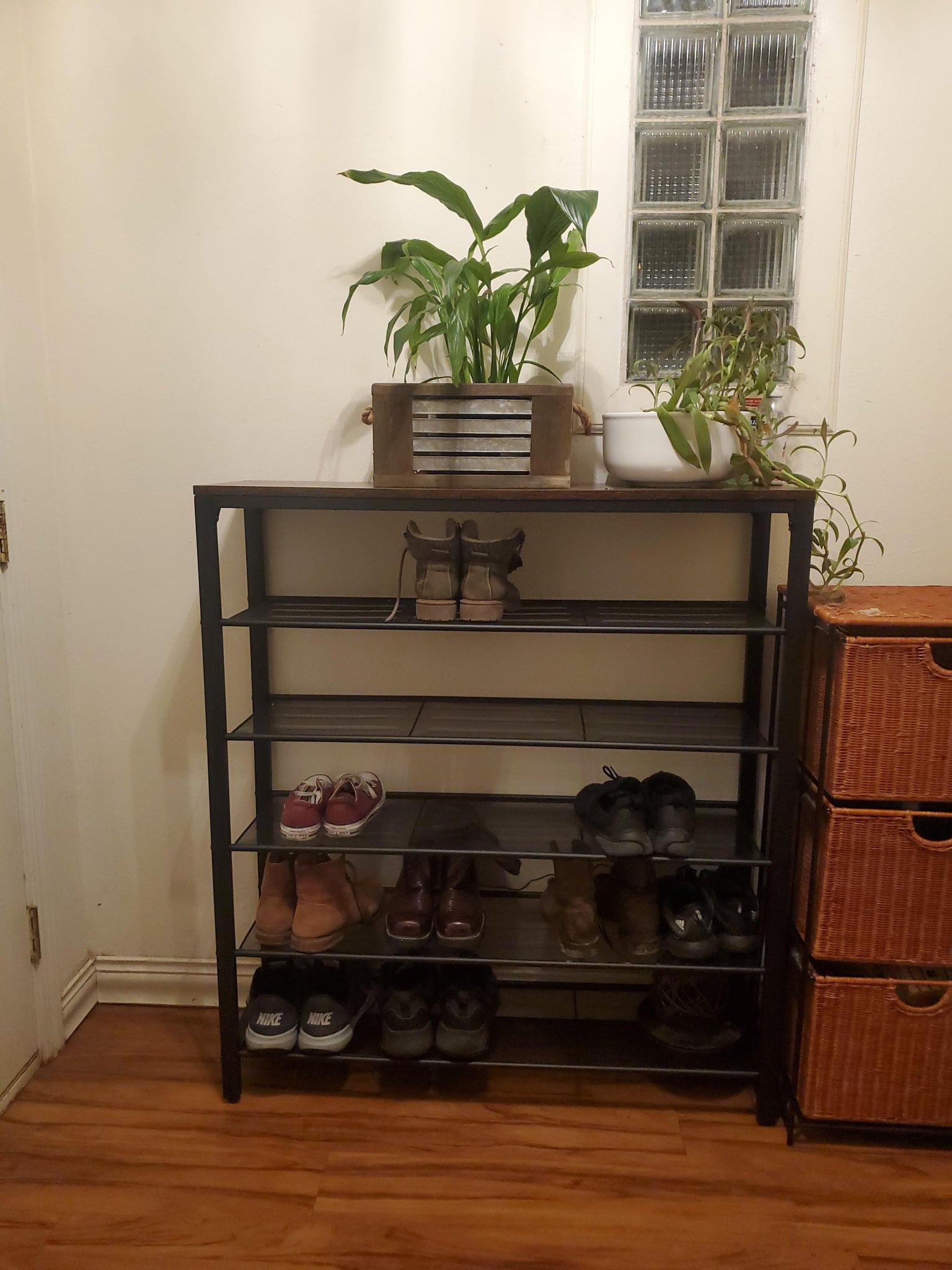 Industrial Brown Shoe Rack with 6 Shelves - HWLEXTRA