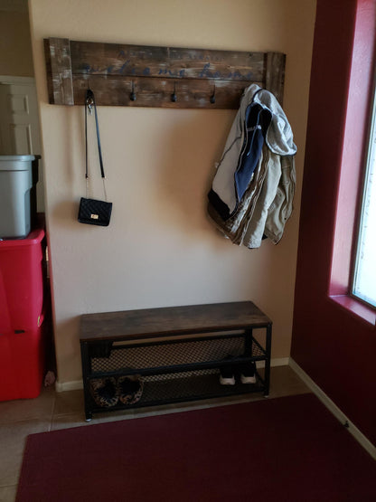 Rustic Brown 3-Tier Shoe Storage Bench - HWLEXTRA