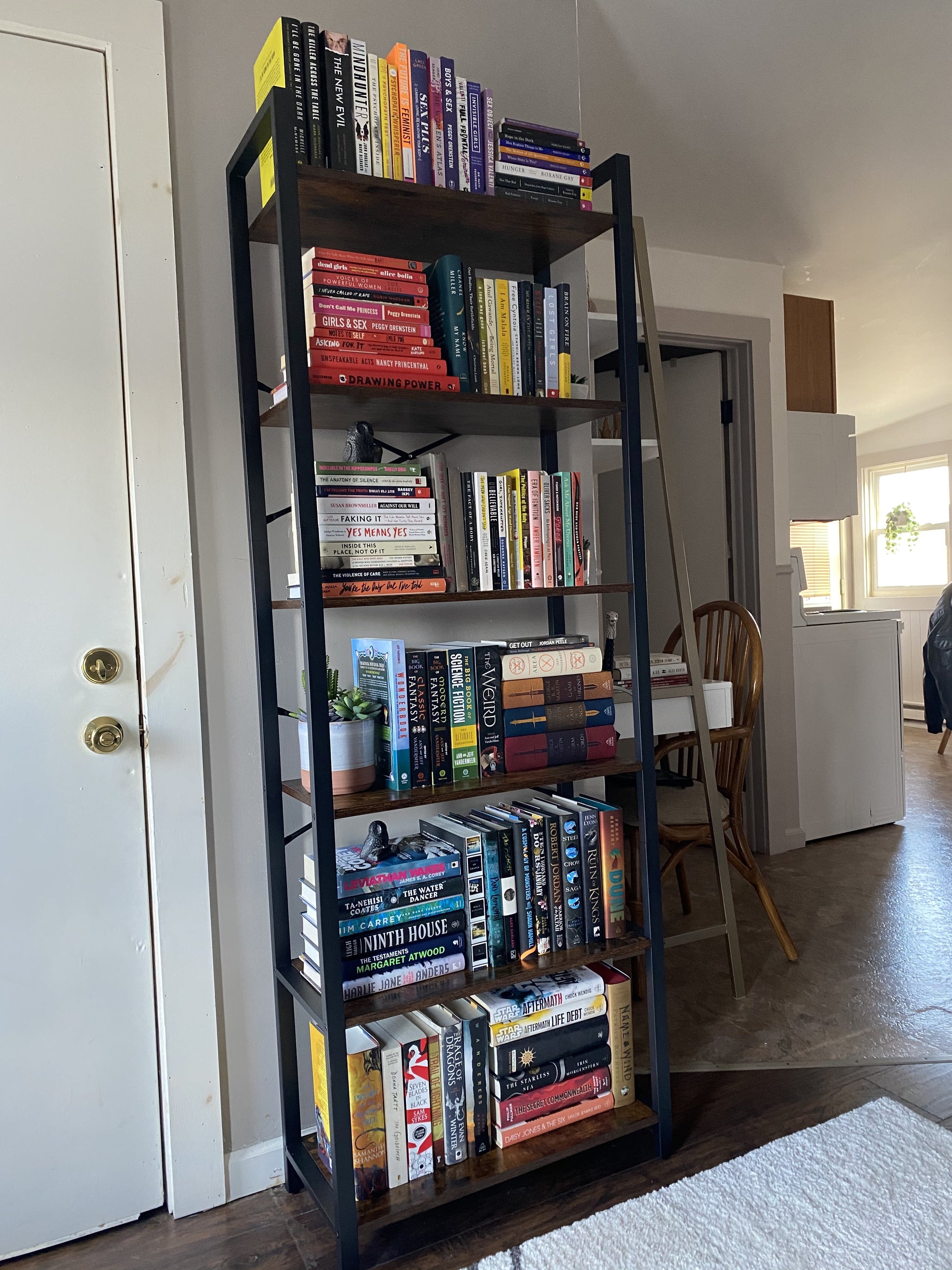 Industrial 6-Tier Bookshelf with Steel Frame - HWLEXTRA