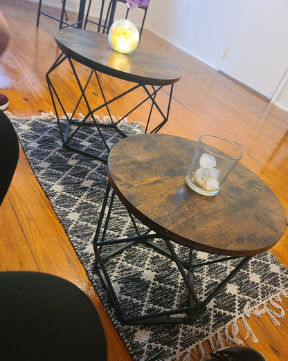 Nesting Table Set of 2 Rustic Brown and Black - HWLEXTRA