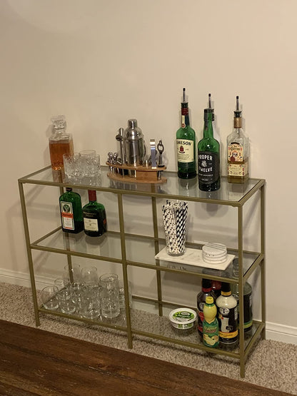 Console Table with 3 Shelves | 51.2 x 11.8 x 28.7 Inches | Metal Frame - HWLEXTRA 