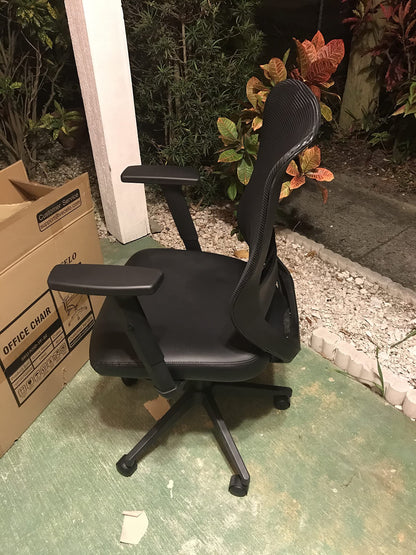 Office Chair with PU Padded Seat Cushion, Adjustable Armrest, Ergonomic Lumbar Support